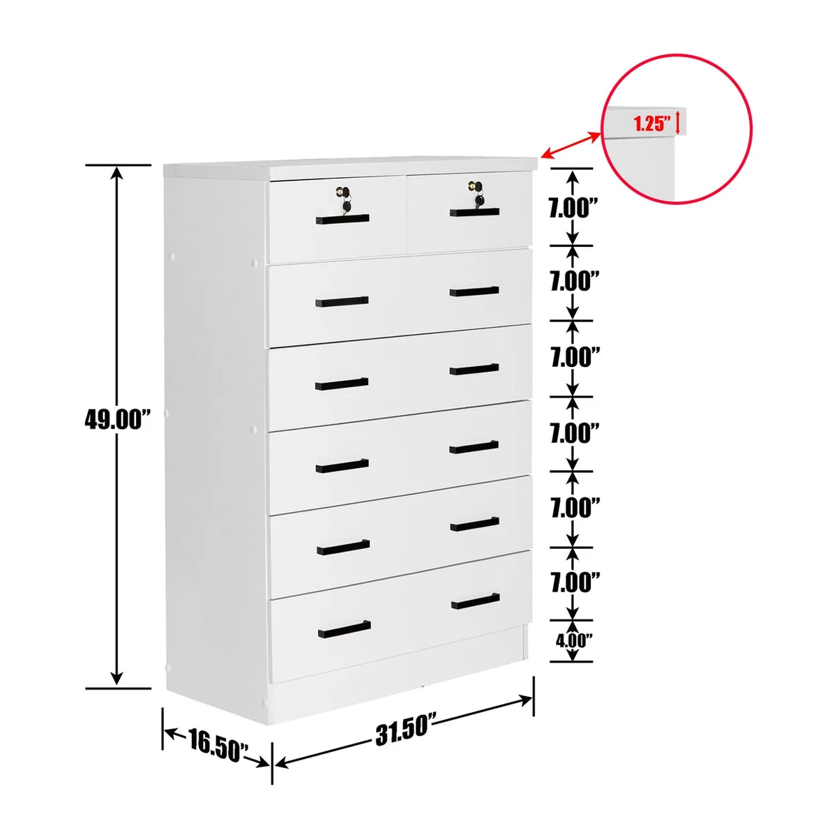 Black 4 Drawer Wooden Dresser with Lock X295