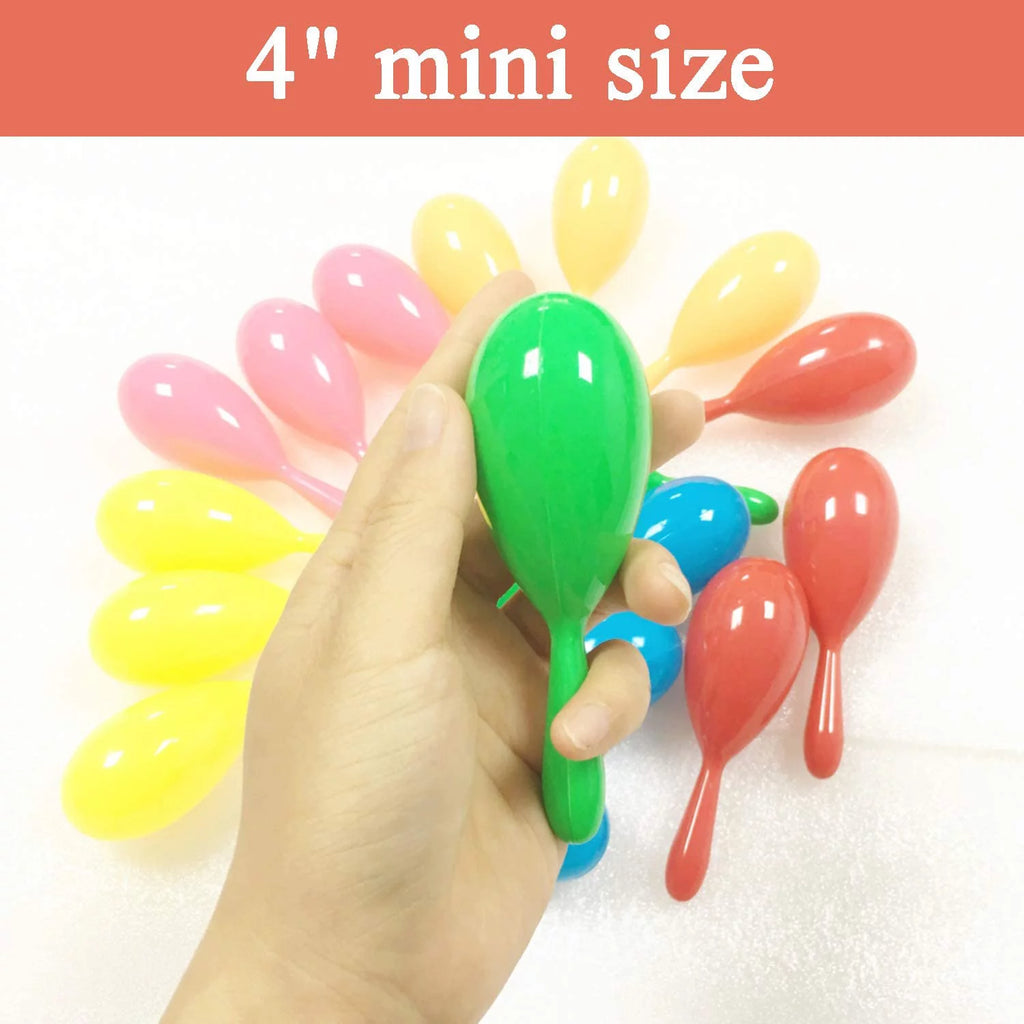 24pcs Mini Plastic Maracas 6 Neon Colors T53140