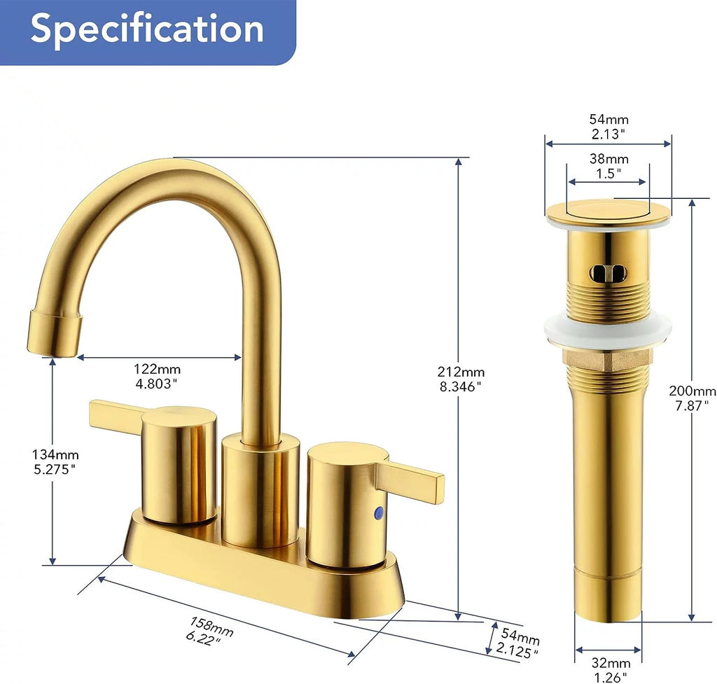 Brushed Gold 2 Handle Centerset Bathroom Faucet P286000