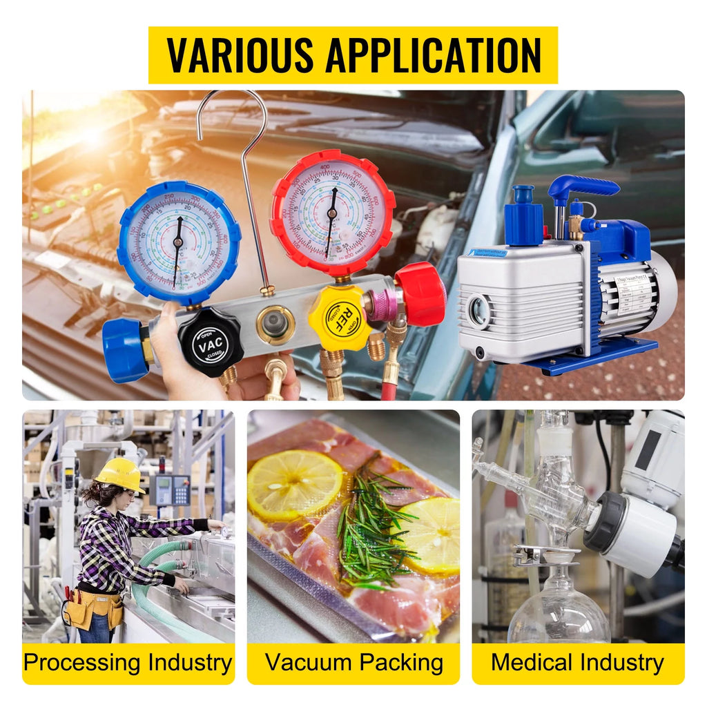 4.8CFM Single Stage Vacuum Pump with Manifold Gauge Set P4271