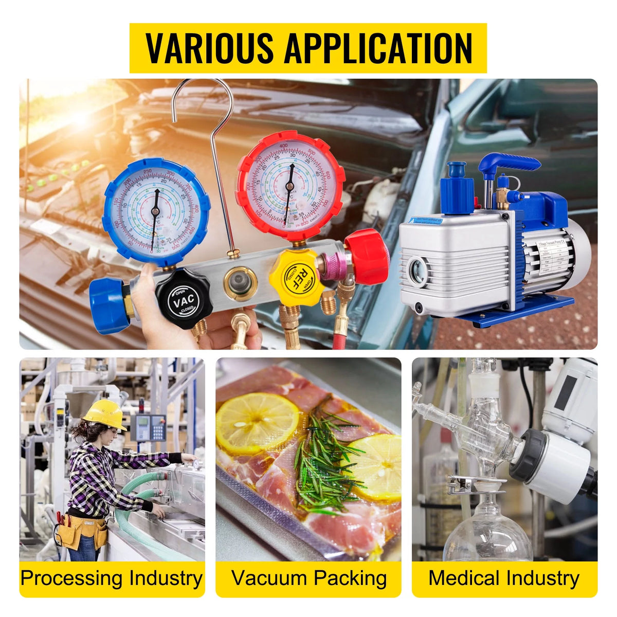 4.8CFM Single Stage Vacuum Pump with Manifold Gauge Set P4271