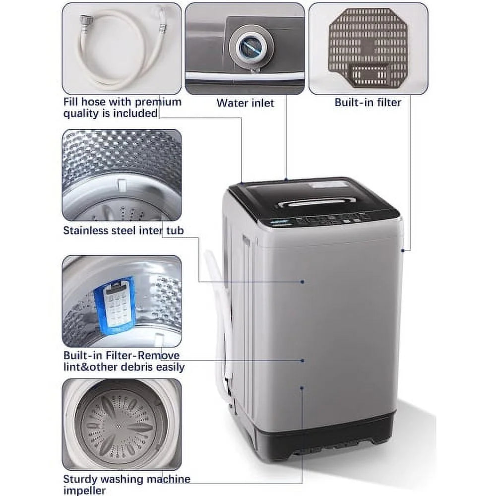 17.7 lbs Portable Compact Washing Machine with Drain Pump D758