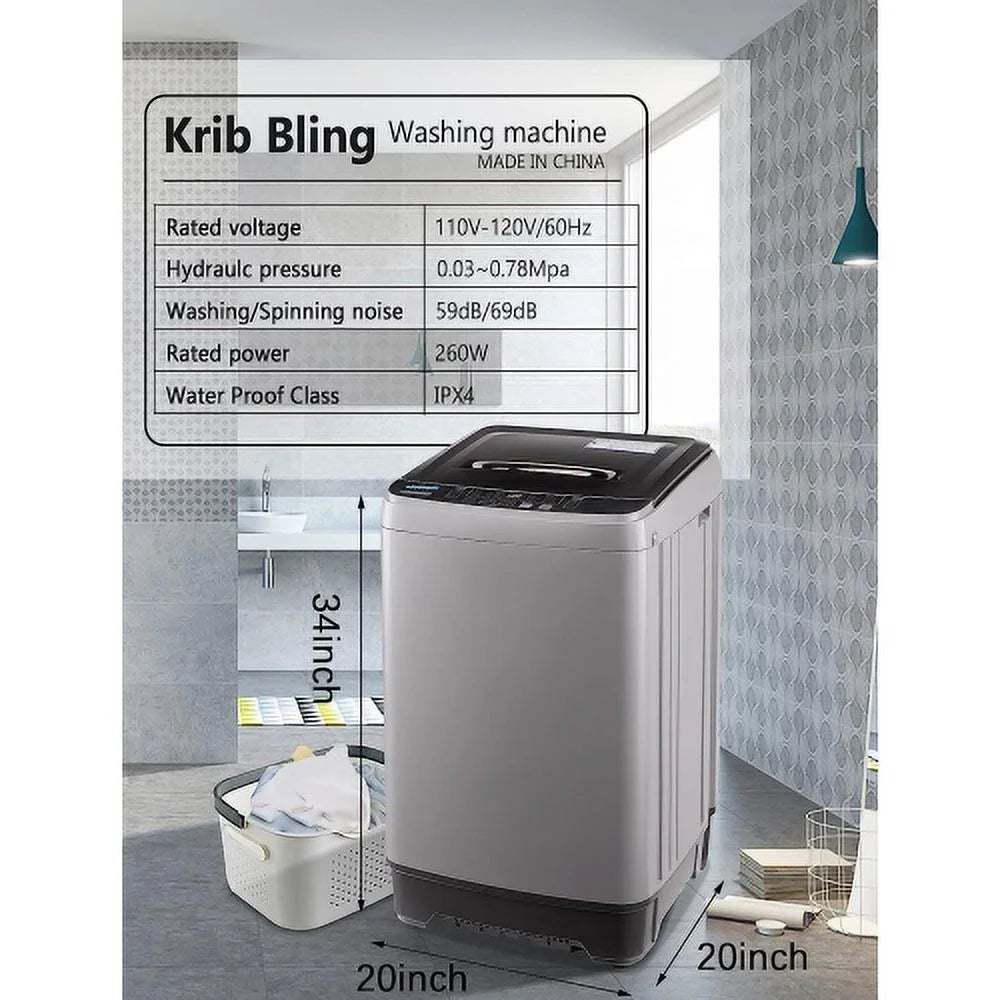 17.7 lbs Portable Compact Washing Machine with Drain Pump D758
