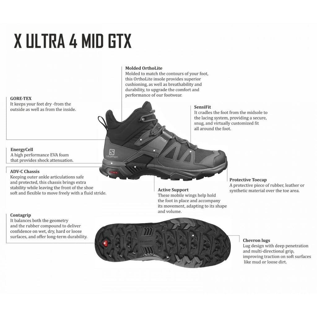 Black Mid Hiking Shoes L41380