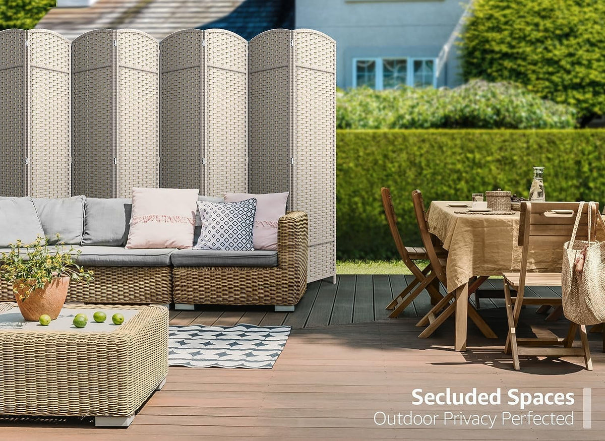 6 ft. Tall Extra Wide Beige Folding Privacy Screen D791