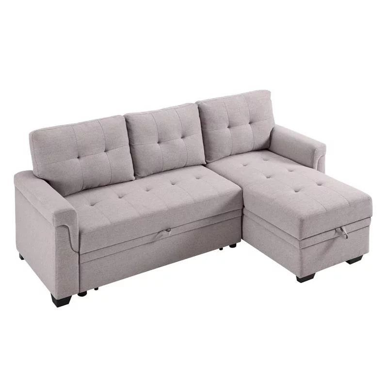 Light Gray Linen Reversible Sleeper Sofa U121703