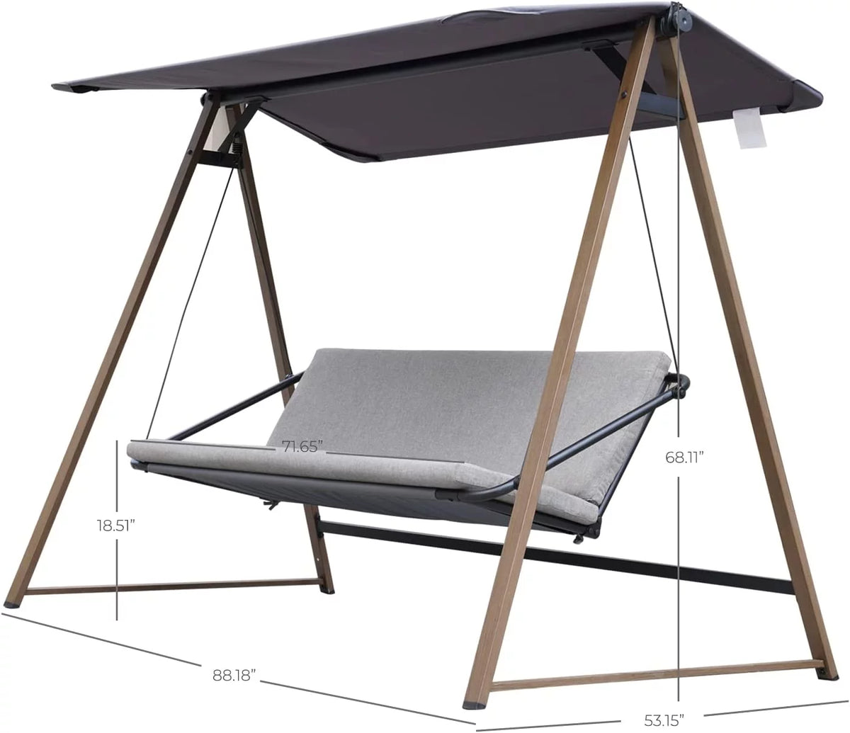 Gray 3-Seat Porch Swing with Stand P731