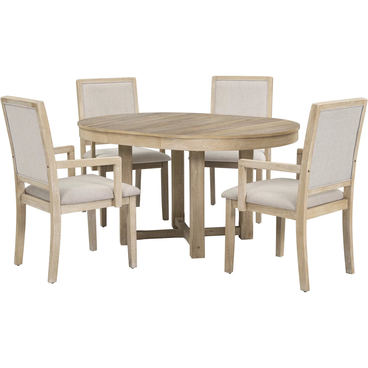 5-Piece Extendable Wood Dining Table Set with 4 Upholstered Chairs Z437130
