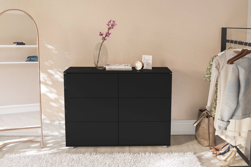White 6 Drawer Wood Double Dresser C7042