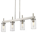 Pewter Linear Pendant with Ribbed Clear Glass U513875