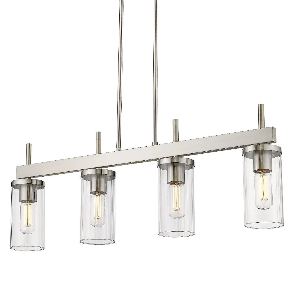 Pewter Linear Pendant with Ribbed Clear Glass U513875