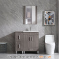 36" Light Brown Wood Bathroom Vanity with Ceramic Sink and Drawers H478