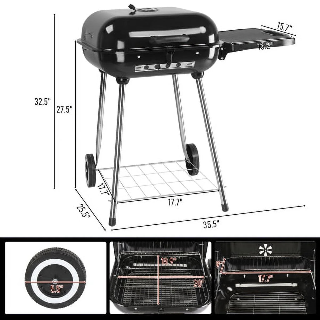 28" Portable Charcoal Grill with Wheels D77353
