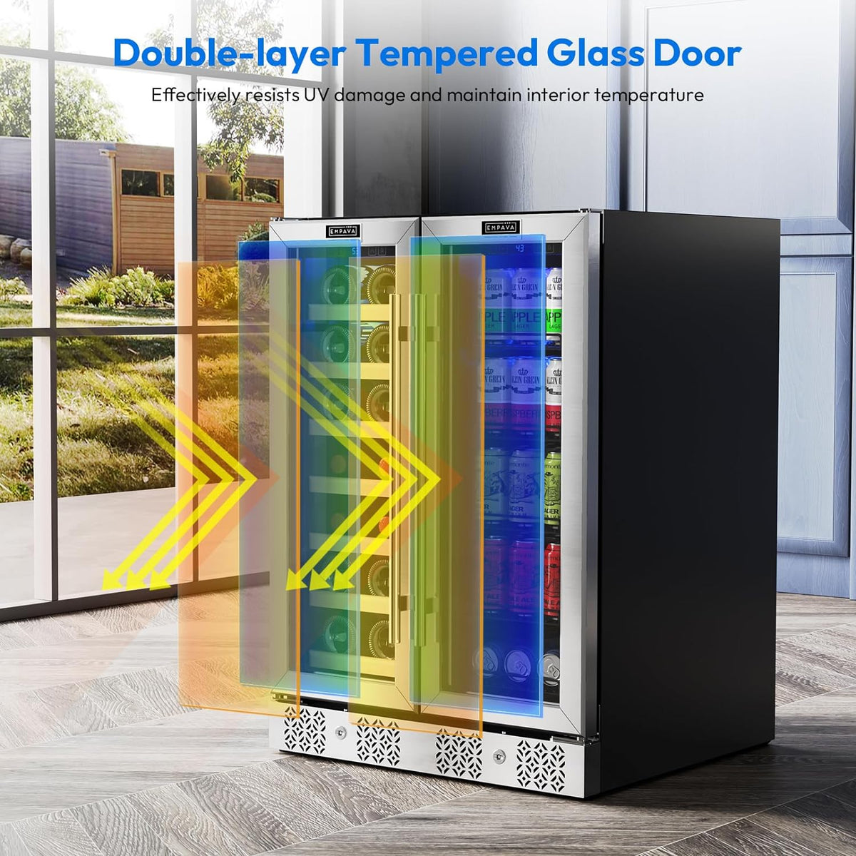 24 inch Dual Zone Wine and Beverage Cooler 96 Cans 33 Bottles X365708