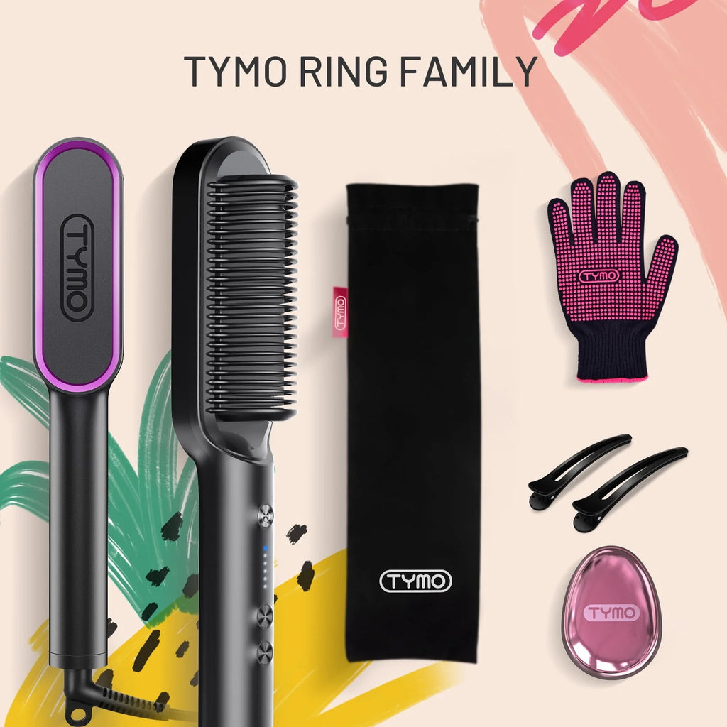 Black Hair Straightener Brush with Built-in Comb I438