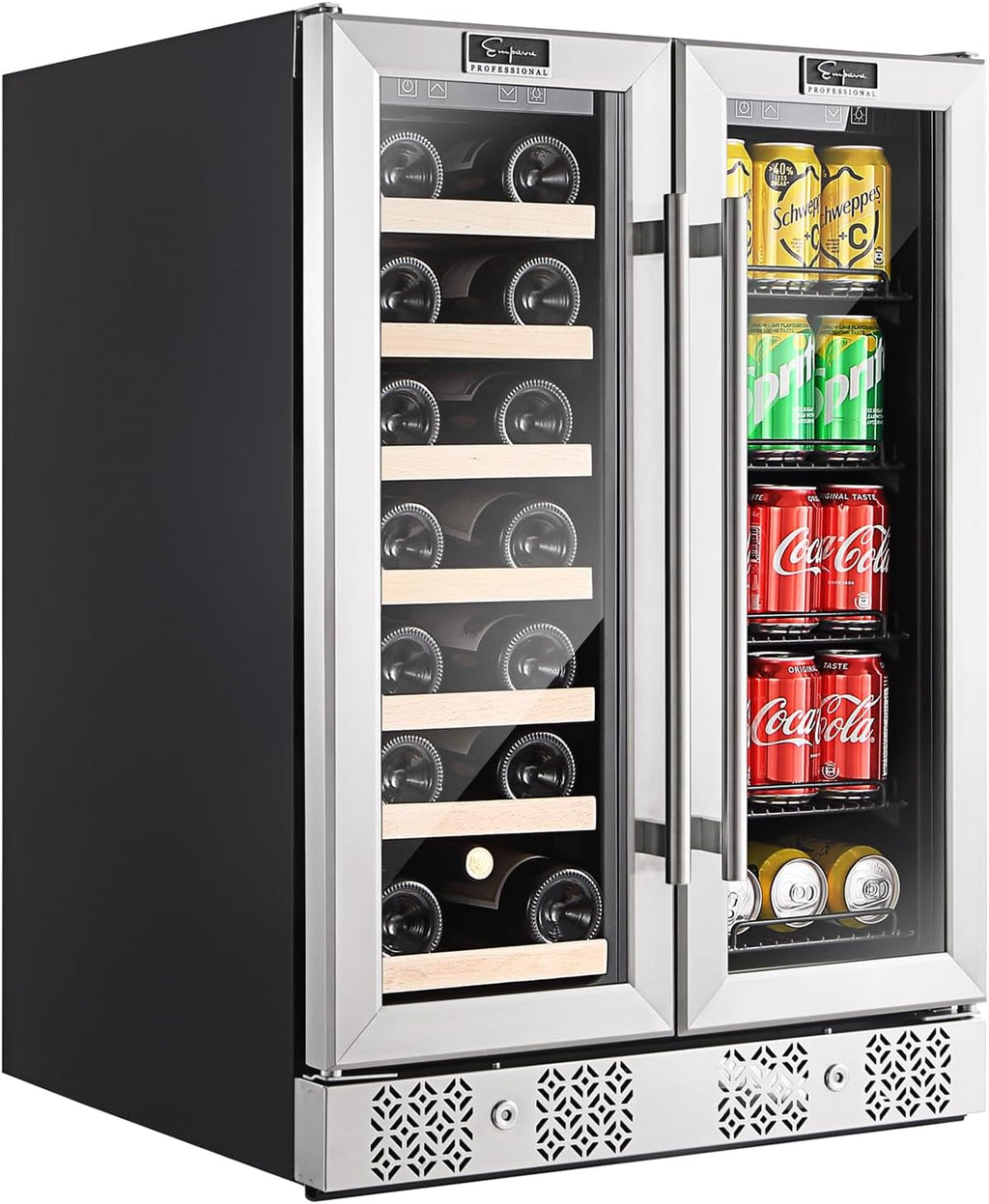 24 inch Dual Zone Wine and Beverage Cooler 96 Cans 33 Bottles X365708