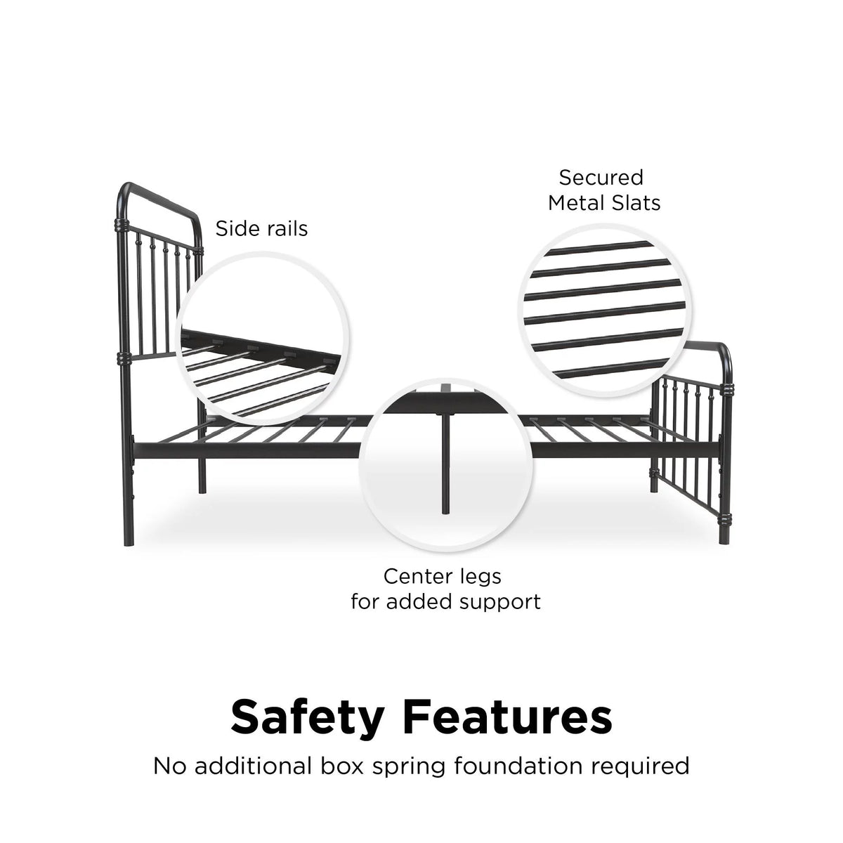 Black Twin Metal Platform Bed D996019