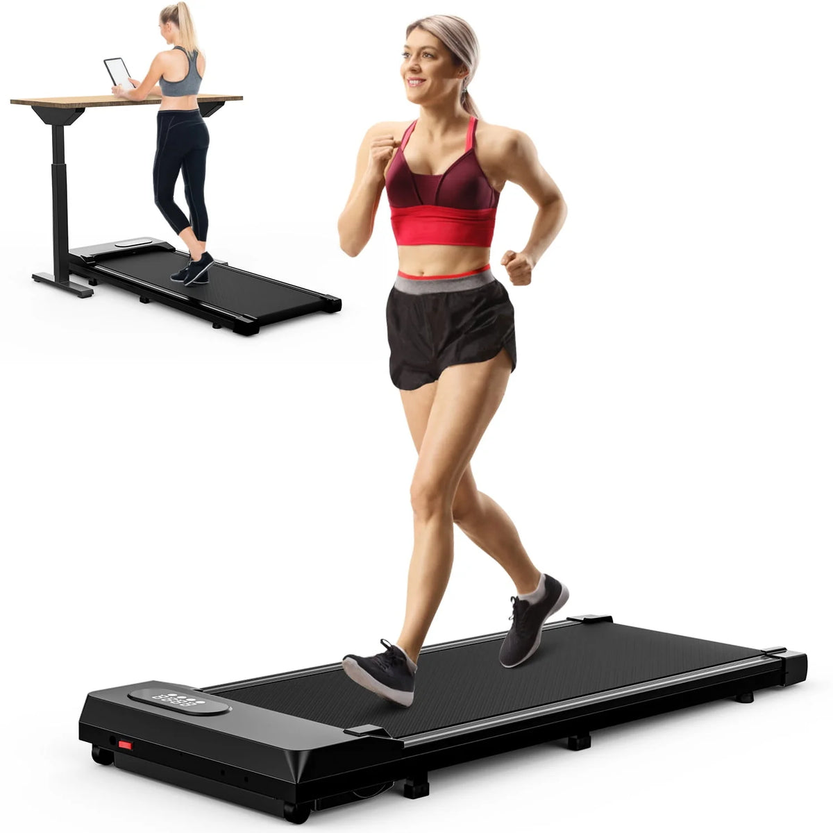 Under Desk Treadmill 265 Lb Capacity Black Q45048