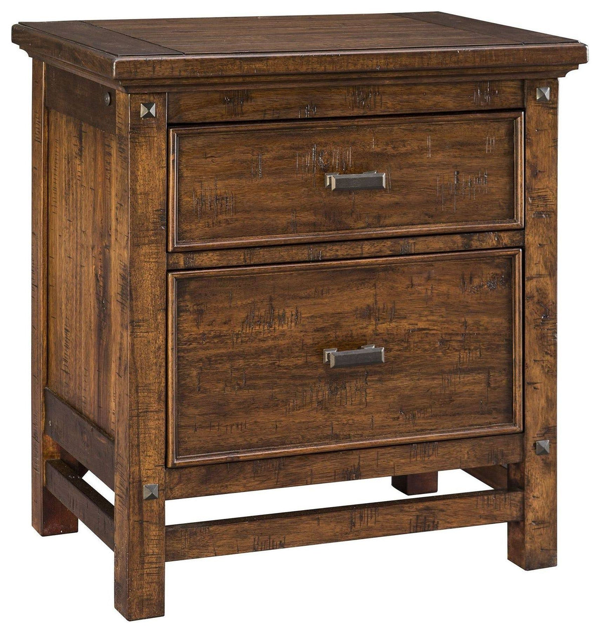 Rustic Vintage Acacia 2-Drawer Nightstand M757