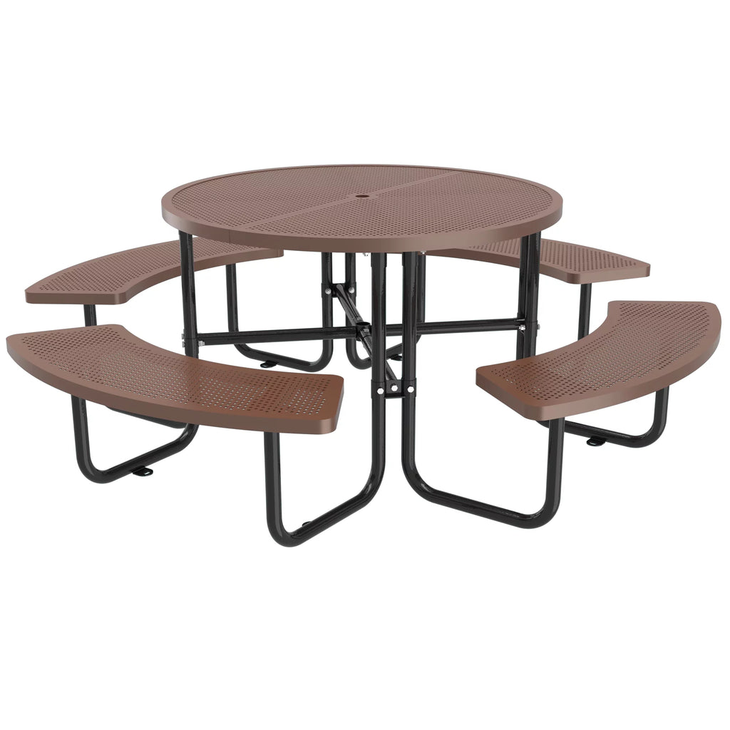 46'' Steel Round Picnic Table with Umbrella Hole H953