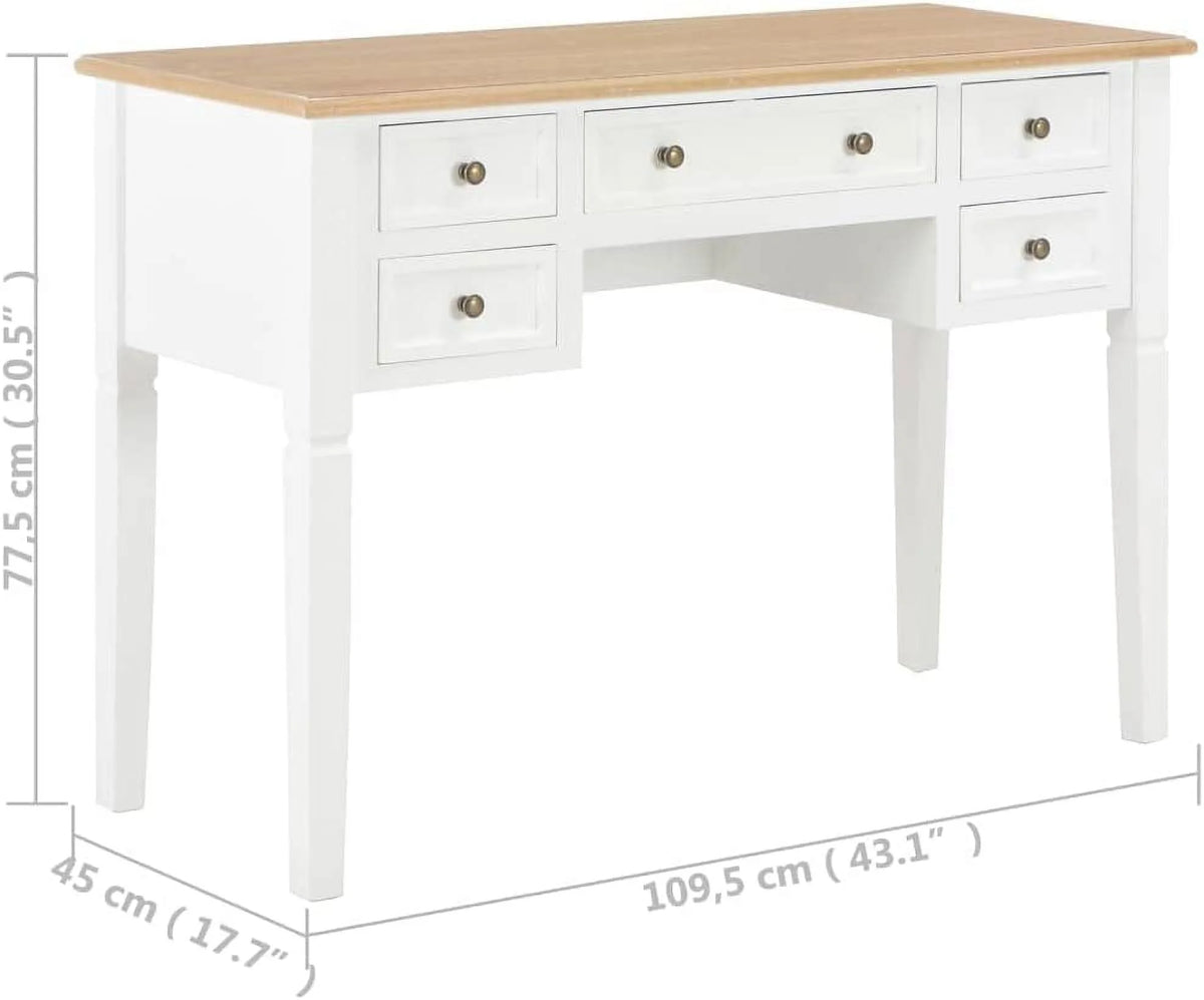 Brown and White 5 Drawer Wooden Writing Desk B272183