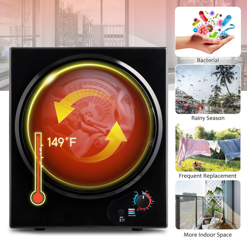 1.5 Cu.ft Compact Portable Laundry Dryer with 5 Drying Modes B982