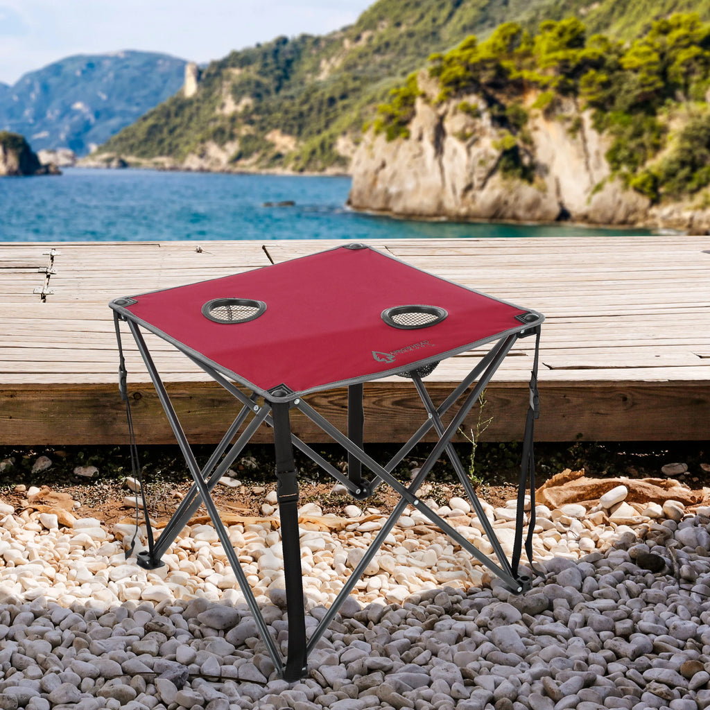 Heavy-Duty Portable Camping Folding Table with Cup Holders and Carrying Case C2380