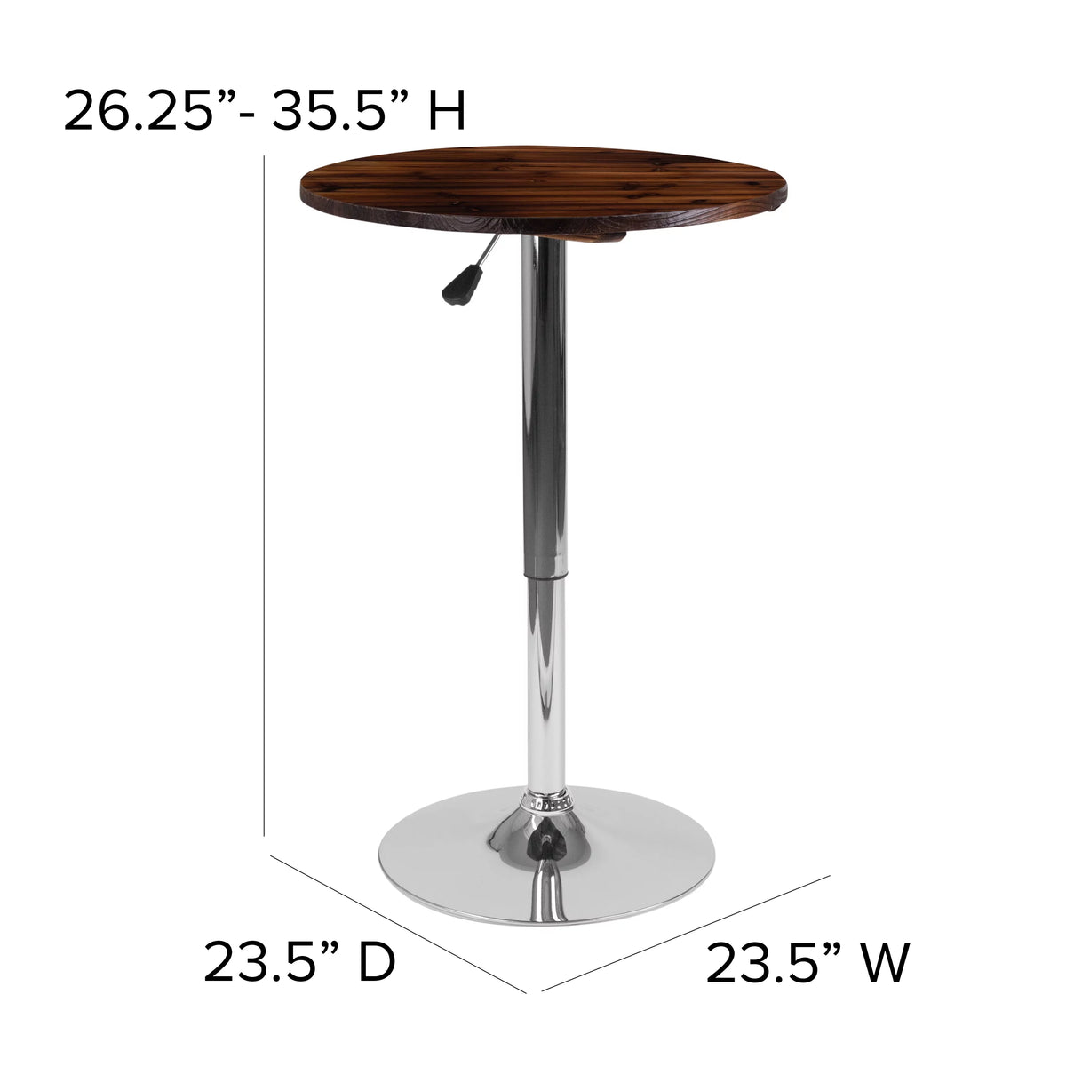 Round Adjustable Height Rustic Pine Wood Table S431