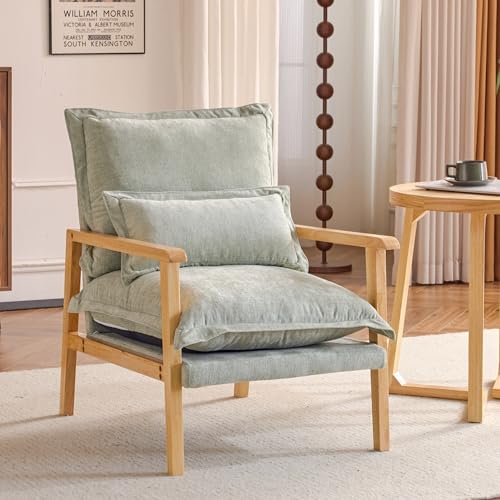 Gray-Blue Accent Armchair with Lumbar Pillow E18226