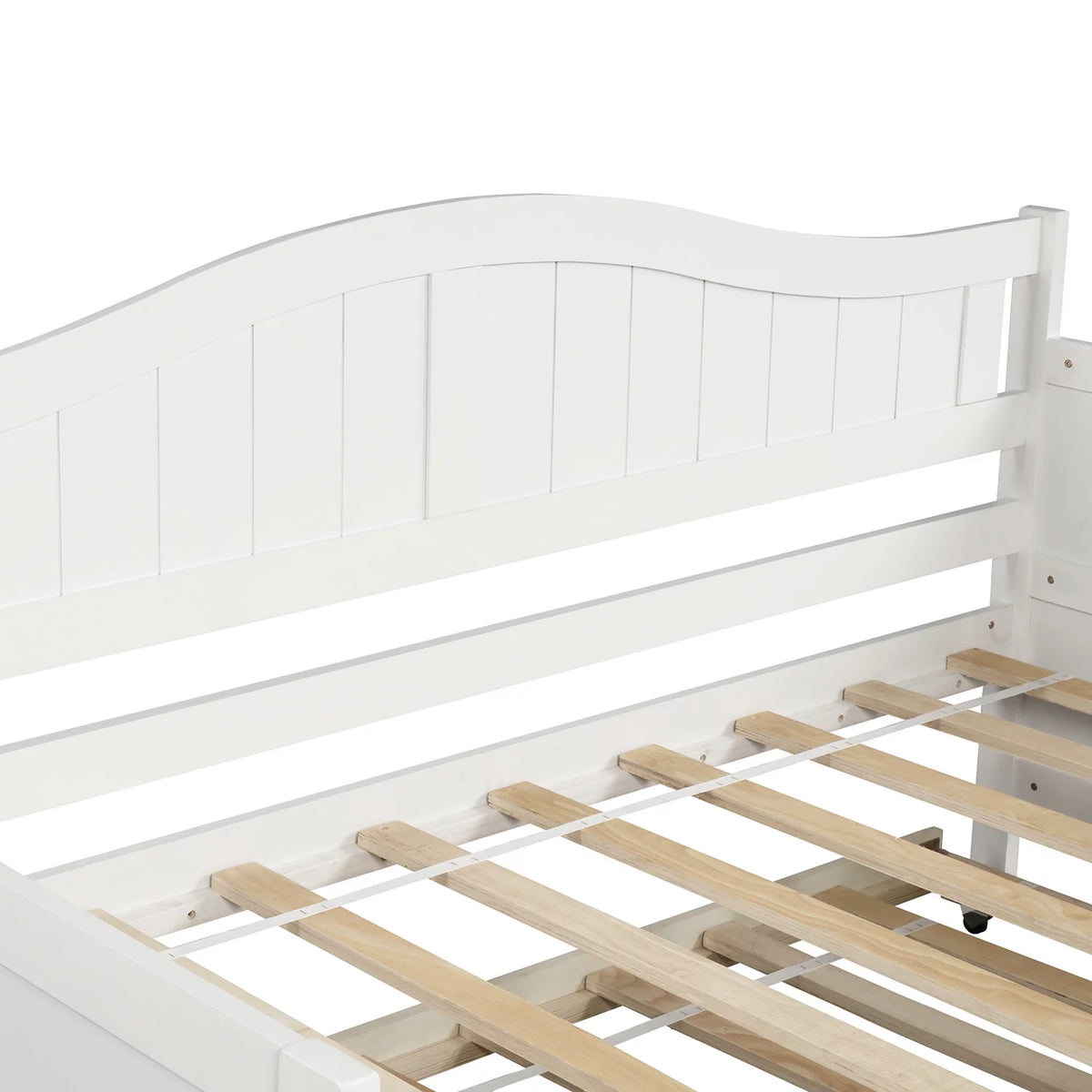 White Wooden Twin Size Daybed with Trundle Bed X756250