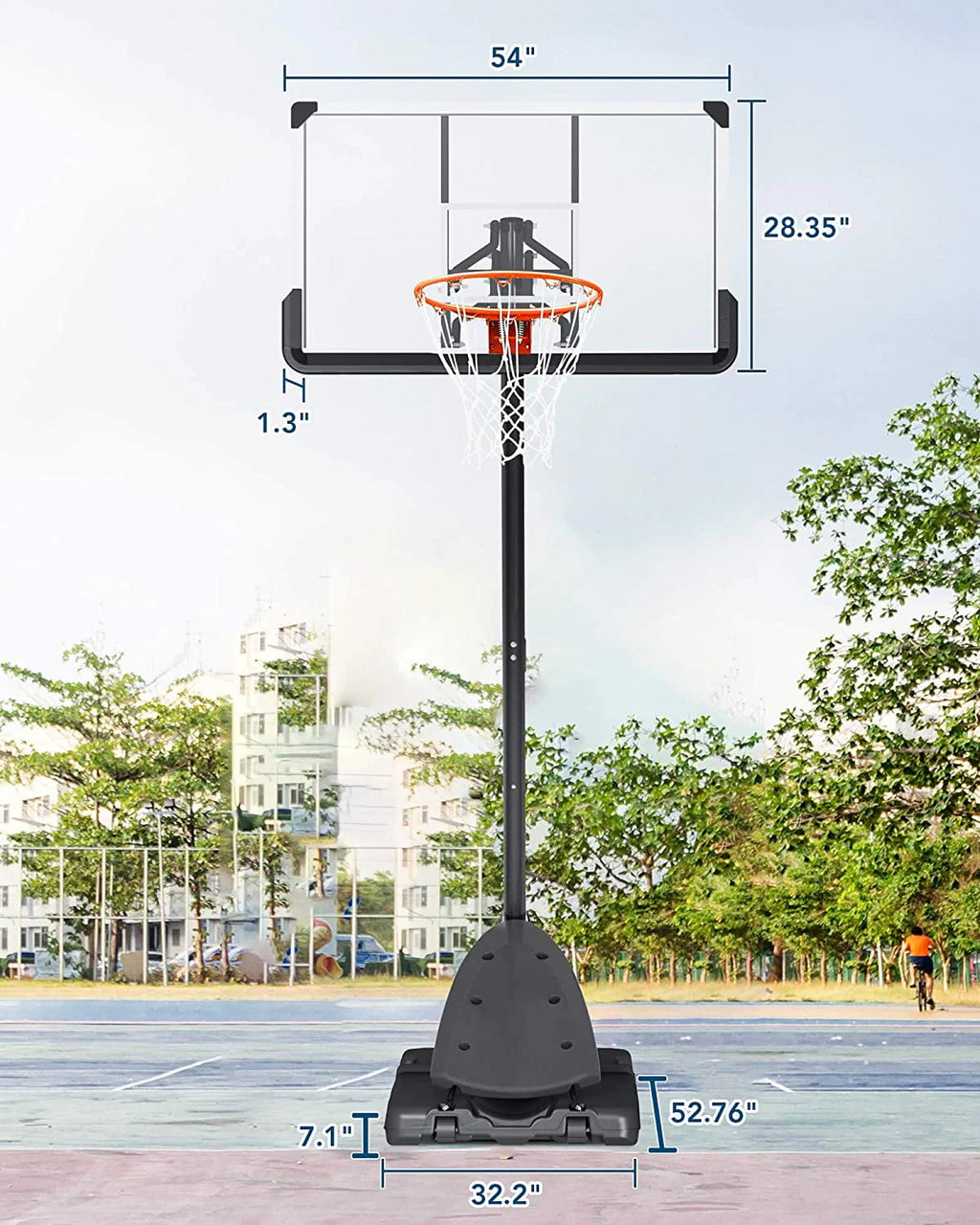 Portable Basketball Hoop with 7.5-10 Ft Adjustable Height J7981
