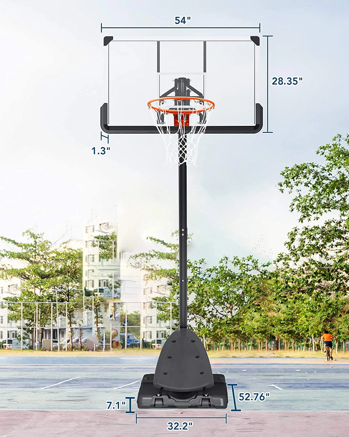 Portable Basketball Hoop with 7.5-10 Ft Adjustable Height J7981