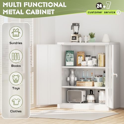 72” Black Metal Storage Cabinet with Doors and Shelves F531040