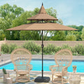 9ft Tan Patio Umbrella with Crank R55941