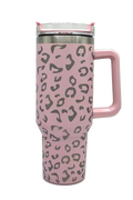 Light Pink Leopard Print 40 oz. Stainless Steel Tumbler With Handle Q71378
