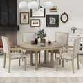 5-Piece Extendable Wood Dining Table Set with 4 Upholstered Chairs Z437130