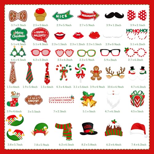 Christmas Photo Booth Props, 40Pcs Party Decorations P317