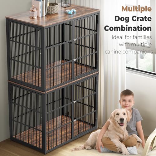 Large Breed Wooden Dog Crate Furniture with Removable Divider C146985