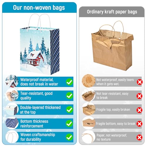 24 Pack Christmas Gift Bags Assorted Sizes with Gift Tags N88063