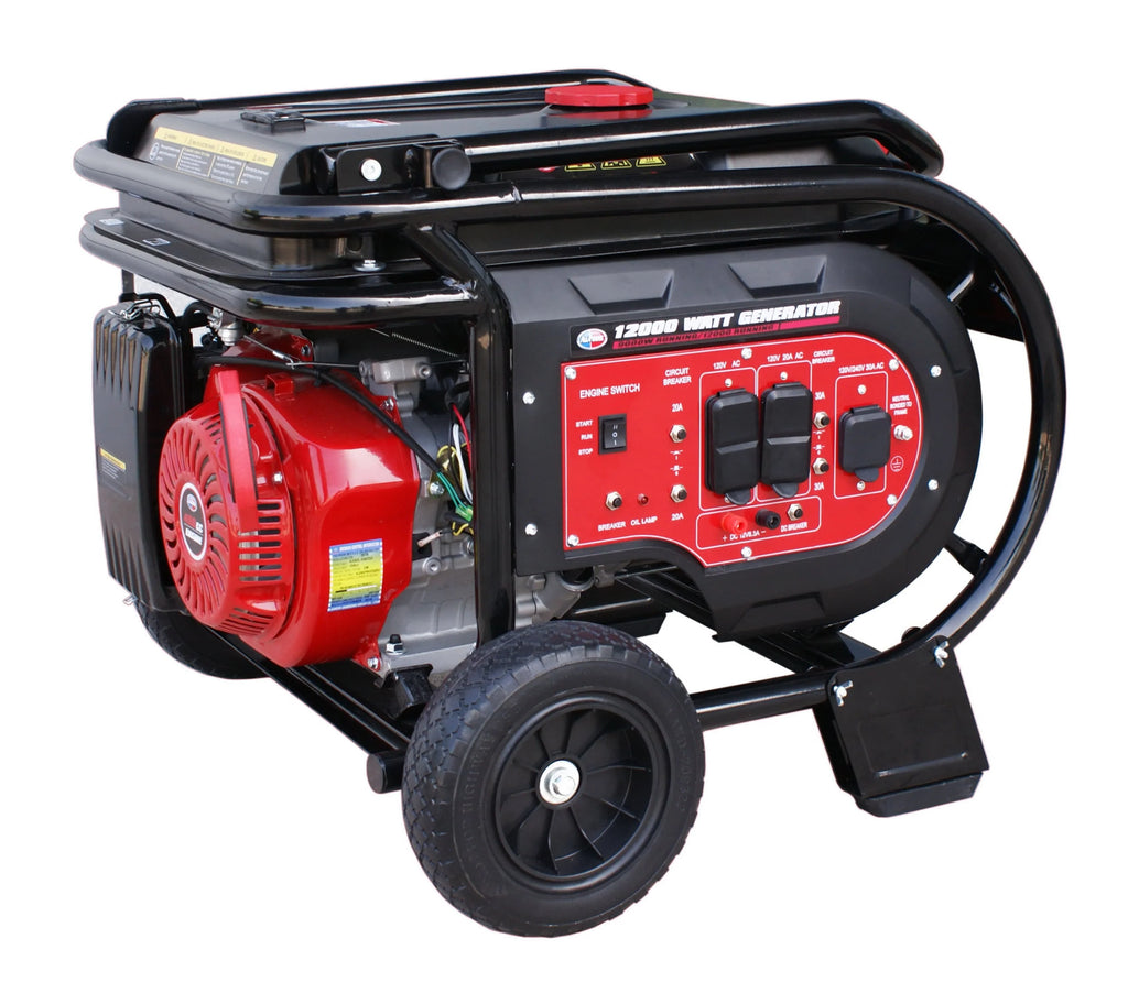 12000 Watt Gas Powered Portable Generator with Electric Start S353589