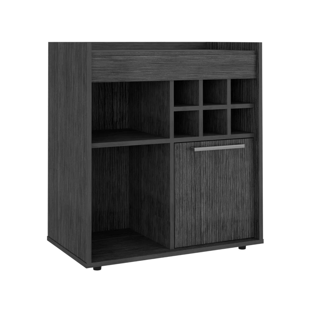 Light Gray Bar Cabinet with Concealed Shelves and Wine Cubbies H70856