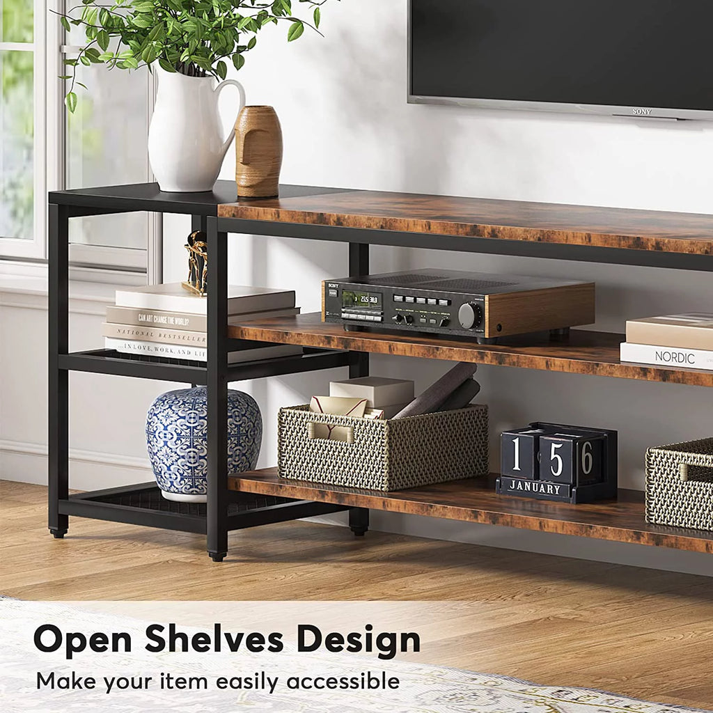 78" TV Stand with 3 Tier Storage Shelves S2218