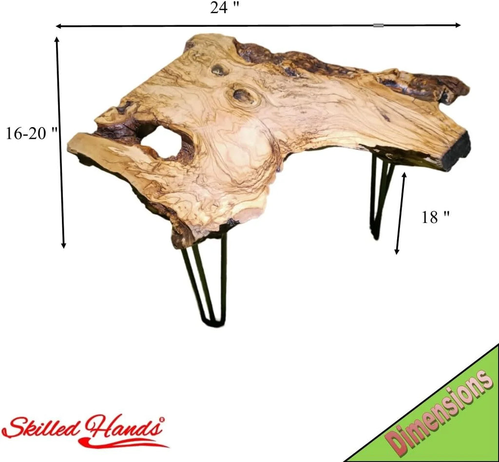 Olive 24" Live Edge Side Table with Black Legs F2194