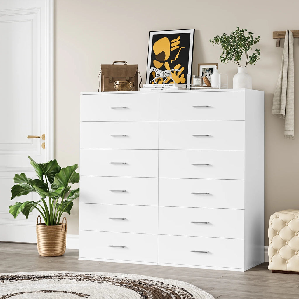 White 6 Drawer Wood Dresser W28392
