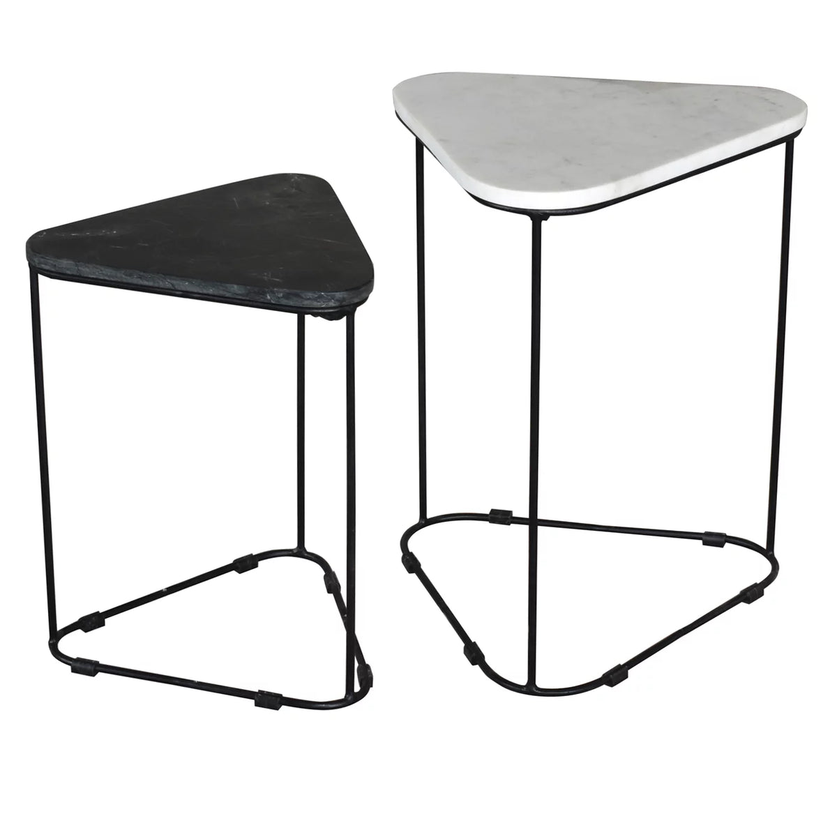 Black and White Triangle Marble Nesting Accent Tables J3318