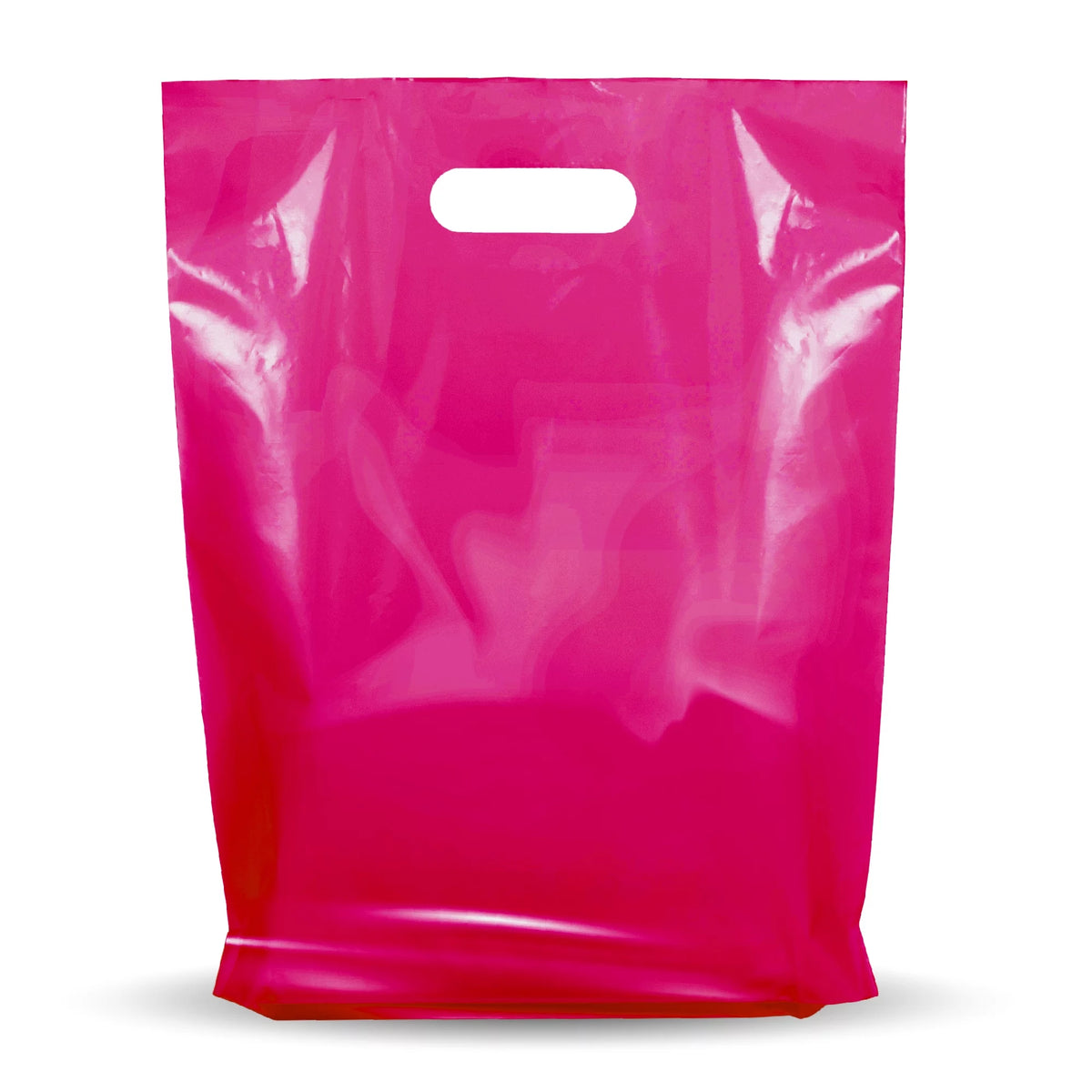 500 Pack 9" x 12" 1.25 mil Pink Glossy Plastic Retail Bags U997391
