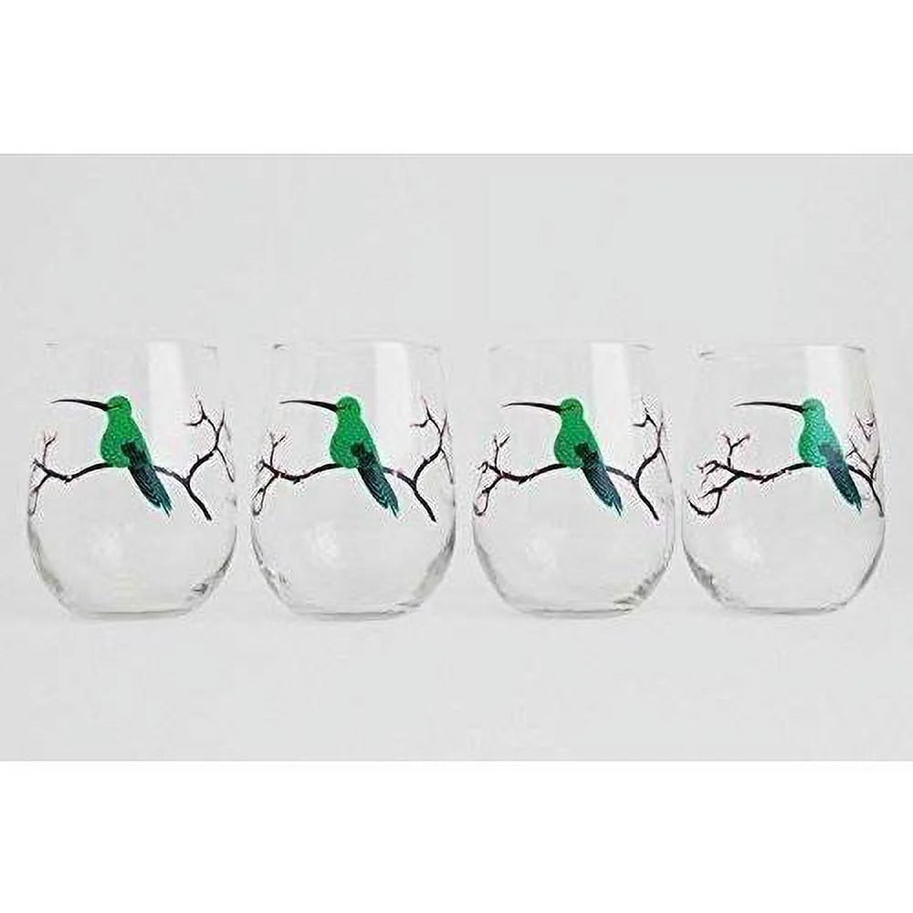Set Of 4 Stemless Painted Glasses G985