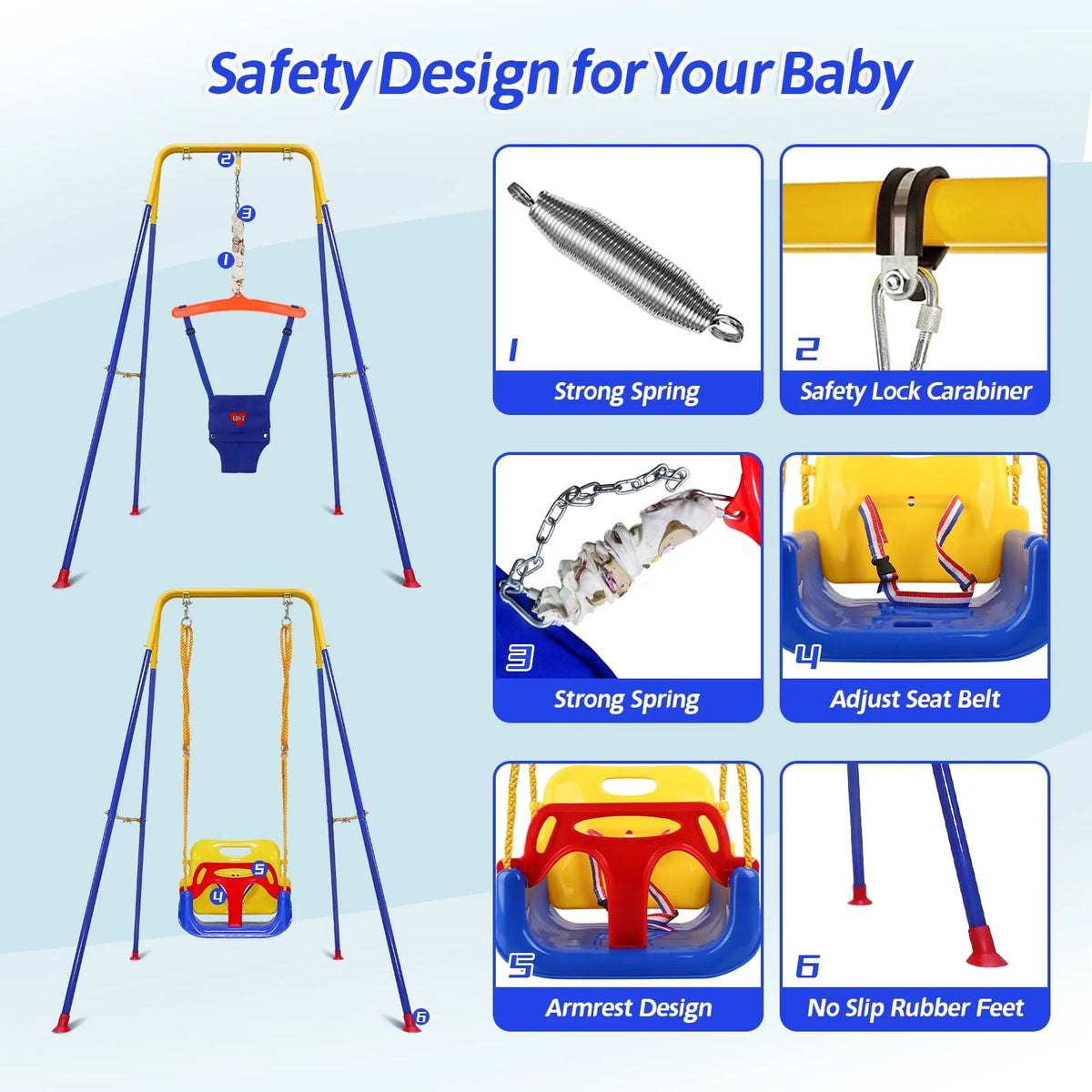2-in-1 Toddler Swing Set and Baby Jumper K143486