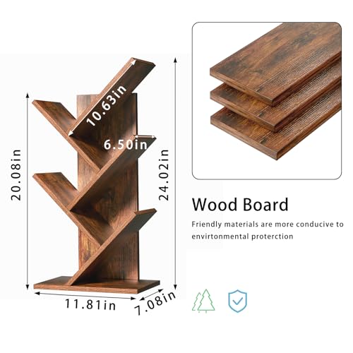 10 Tier Dark Grey Wood Tree Bookshelf R4935