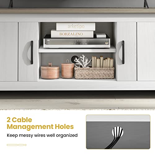 2 Doors TV Stand with Open Shelves and Cable Management Holes U532108
